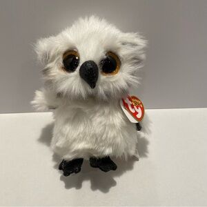 Ty White Owl Beanie Boo Plush with Golden Eyes “Austin”. NEW